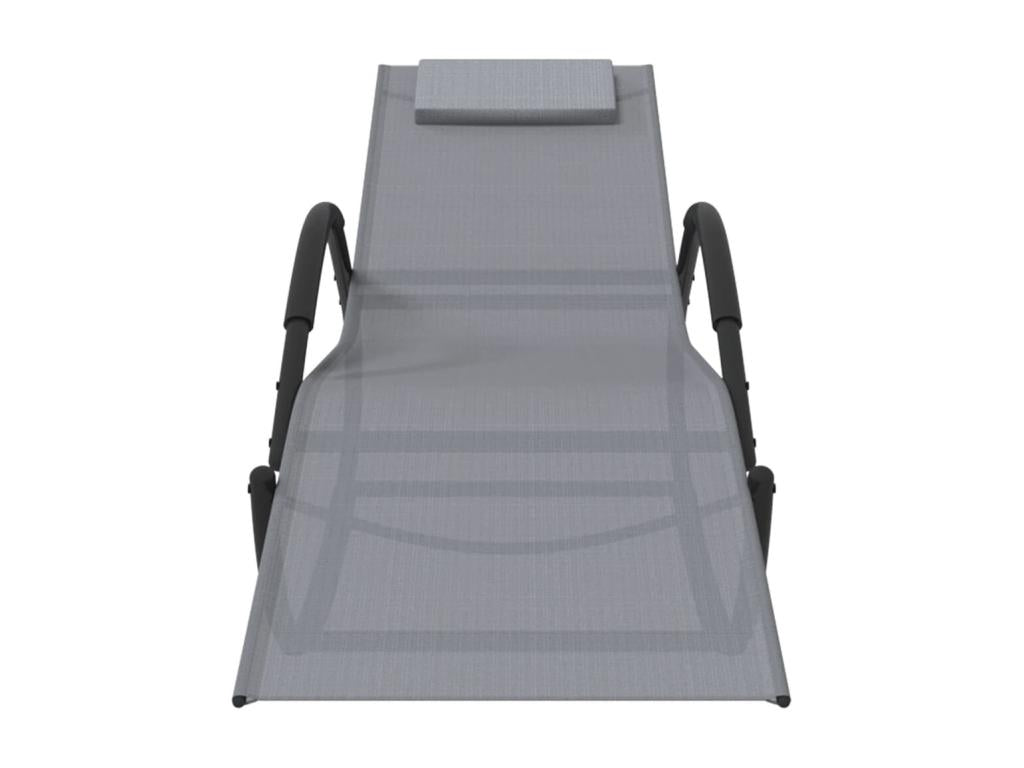 Chaises longues à bascule 2 pcs Gris Acier et textilène VHRK97227