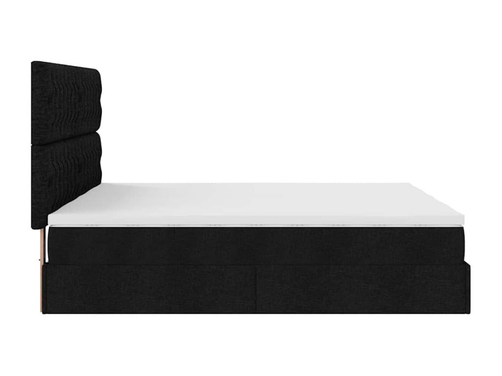 Cadre de lit ottoman avec matelas noir 160x200 cm tissu BBLT67305