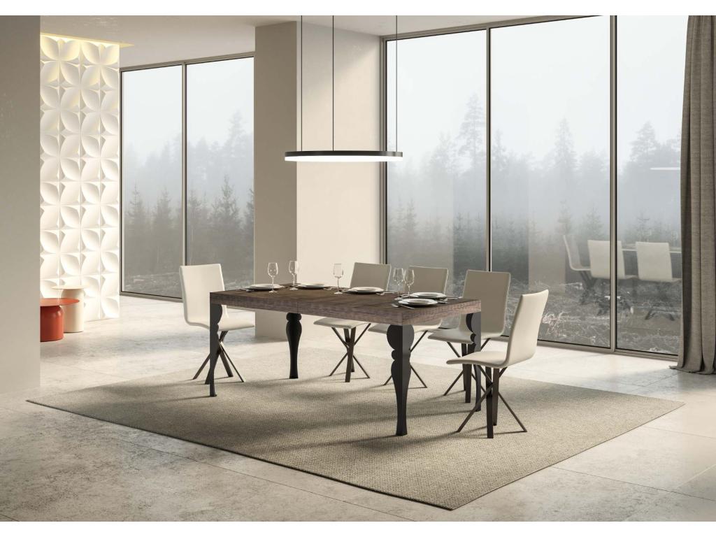 Table extensible 90x160/420 cm Paxon Noyer cadre Anthracite EYFP53663
