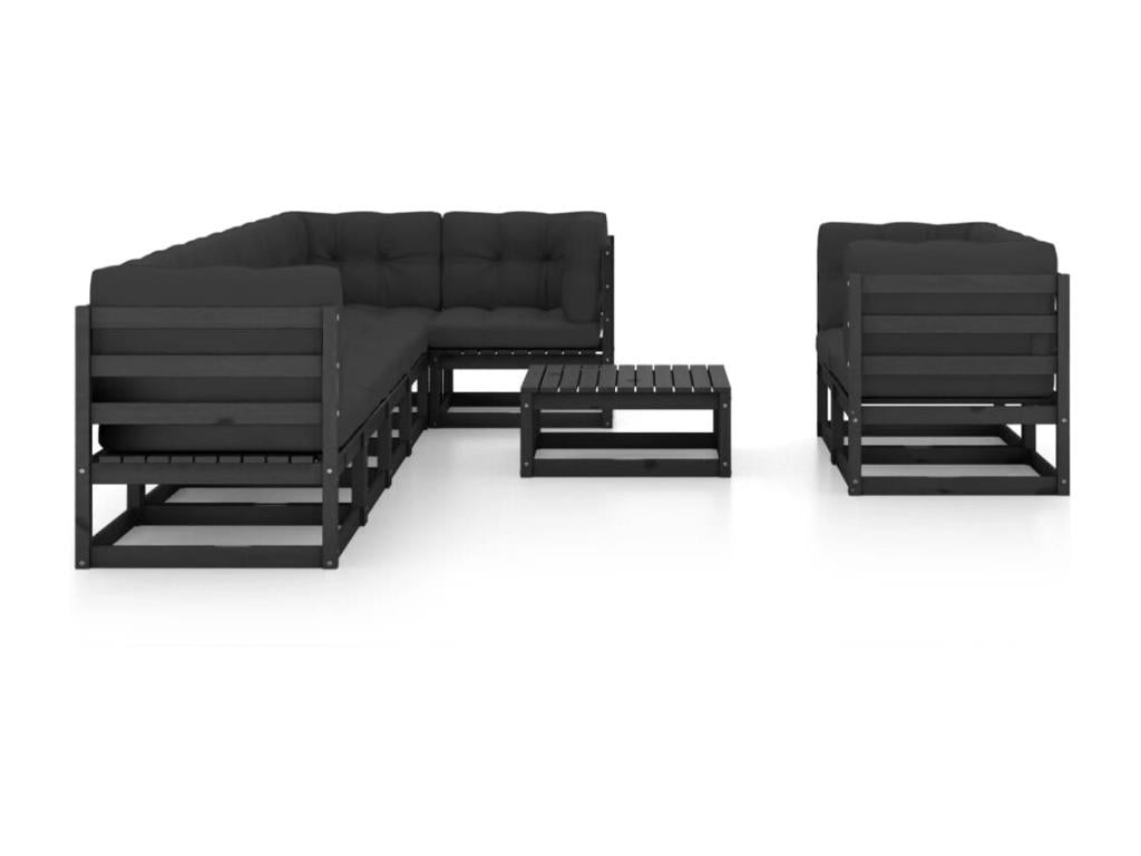 Salon de jardin 9 pcs avec coussins Bois de pin massif LQAJ20344
