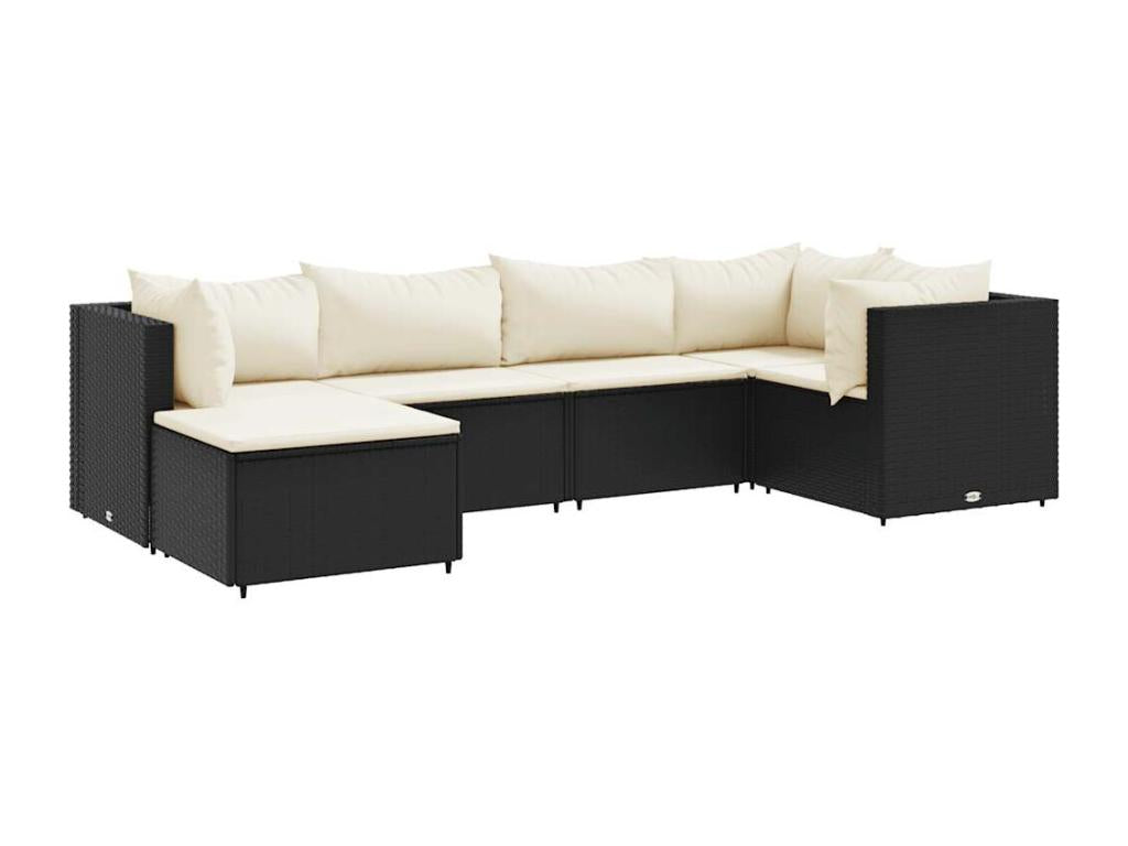 Salon de jardin 6 pièces avec coussins Noir Résine tressée SRGE06892