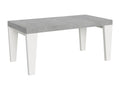 Table extensible 90x180/284 cm Cosymeub Mix dessus Gris Béton pieds Frêne Blanc MAVU18900