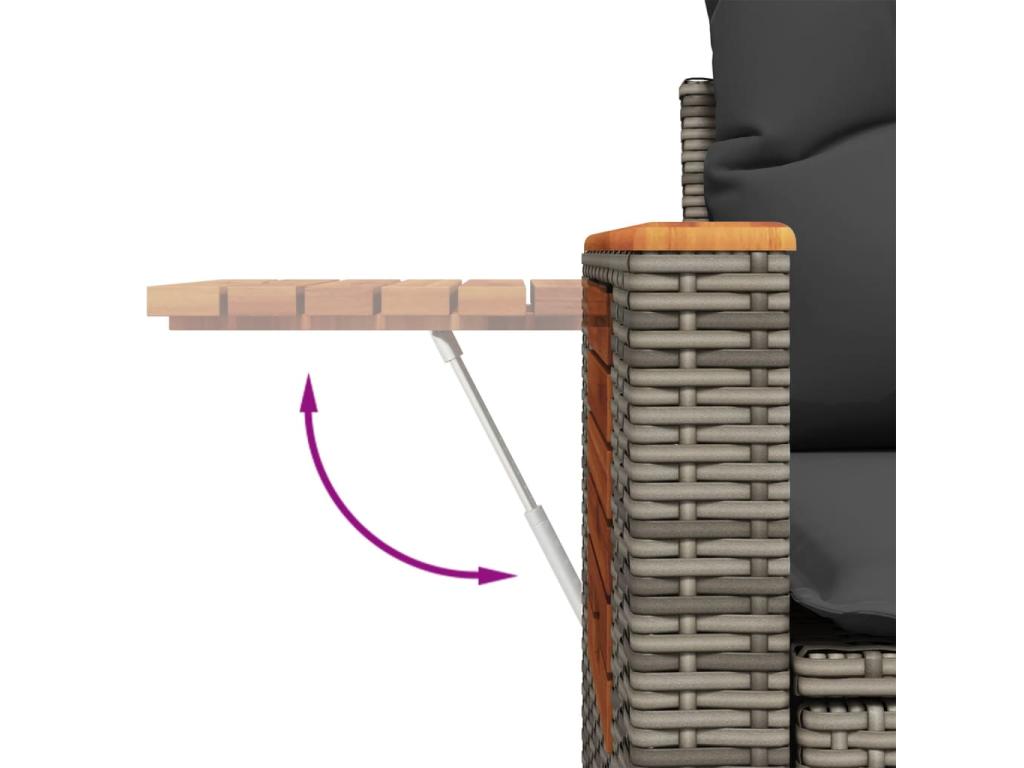 Salon de jardin avec coussins 10 pcs gris résine tressée JFRI67016