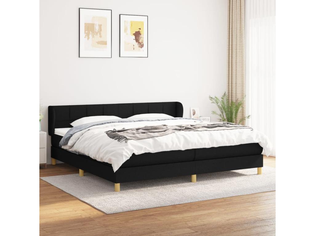 Lit à sommier tapissier avec matelas Noir 200x200 cm Tissu BDKX91180