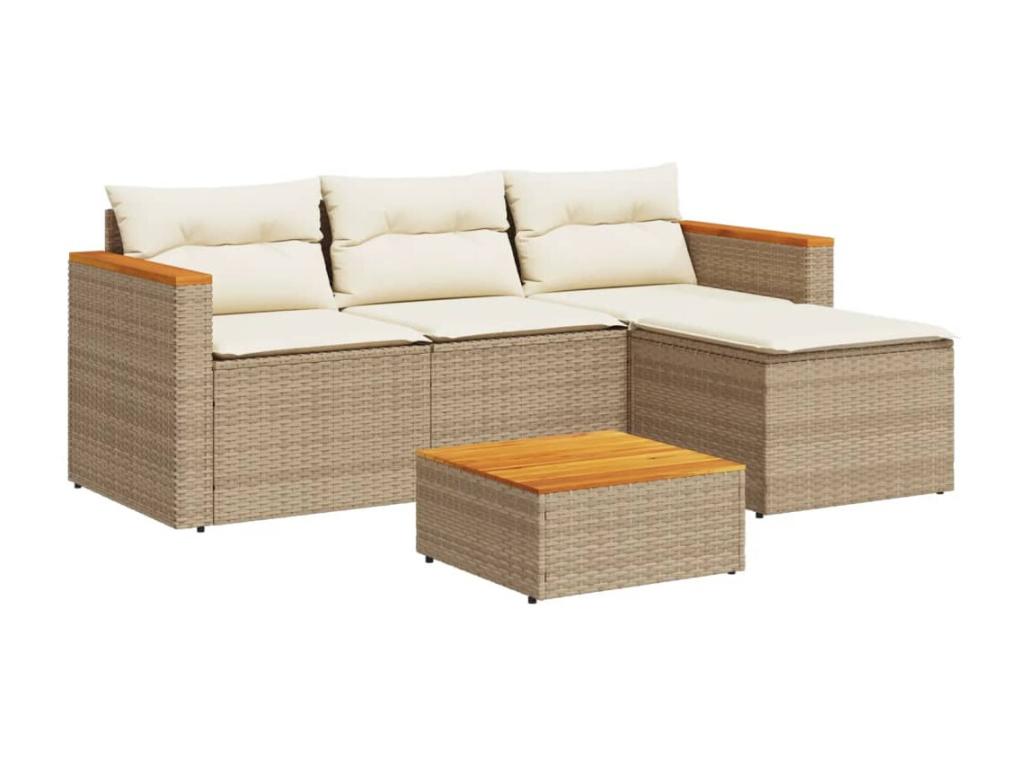 Salon de jardin avec coussins 3 pièces beige résine tressée XMDC31092
