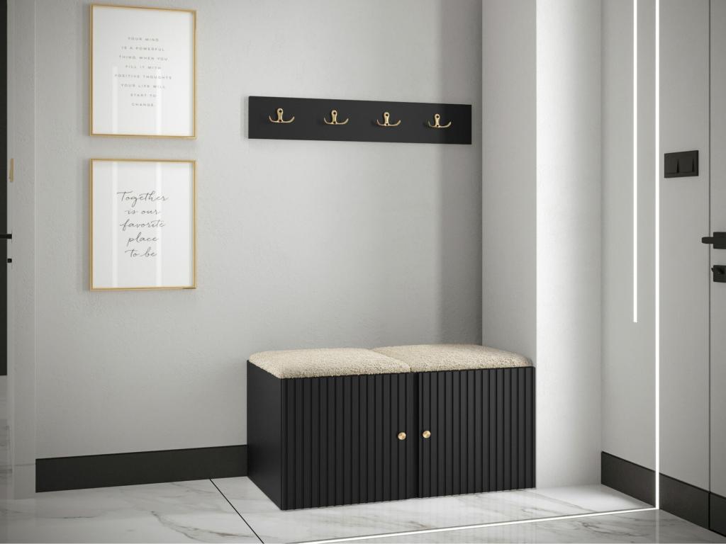 Meuble d'entrée Chezlova 384 84x44cm Brun clair - Noir Stratifié - Tapisserie - MDF GPZP01735