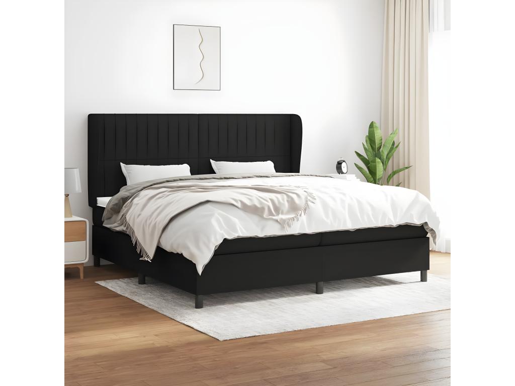 Lit à sommier tapissier avec matelas Noir 200x200 cm Tissu BWLH53647