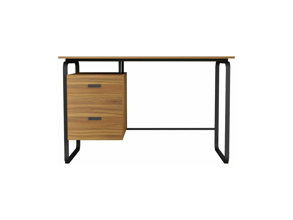 bureau 2 tiroirs Cosymeub mélaminé noyer-noir120x75x75 cm YYDZ35128