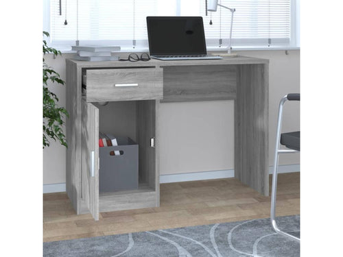 Bureau avec tiroir et armoire Artigeo gris 100x40x73 cm GTAF19383