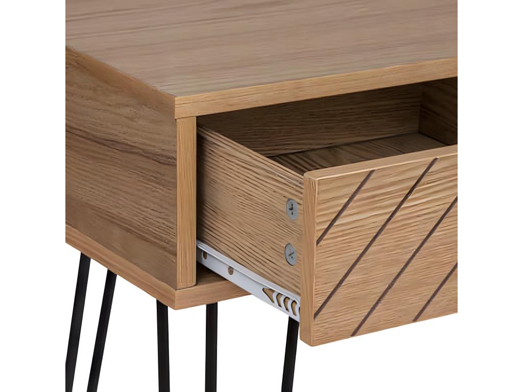 Console avec 2 tiroirs en bois / fer coloris Beige - Longueur 110 x Profondeur 40 x Hauteur 78 cm UTEJ92161