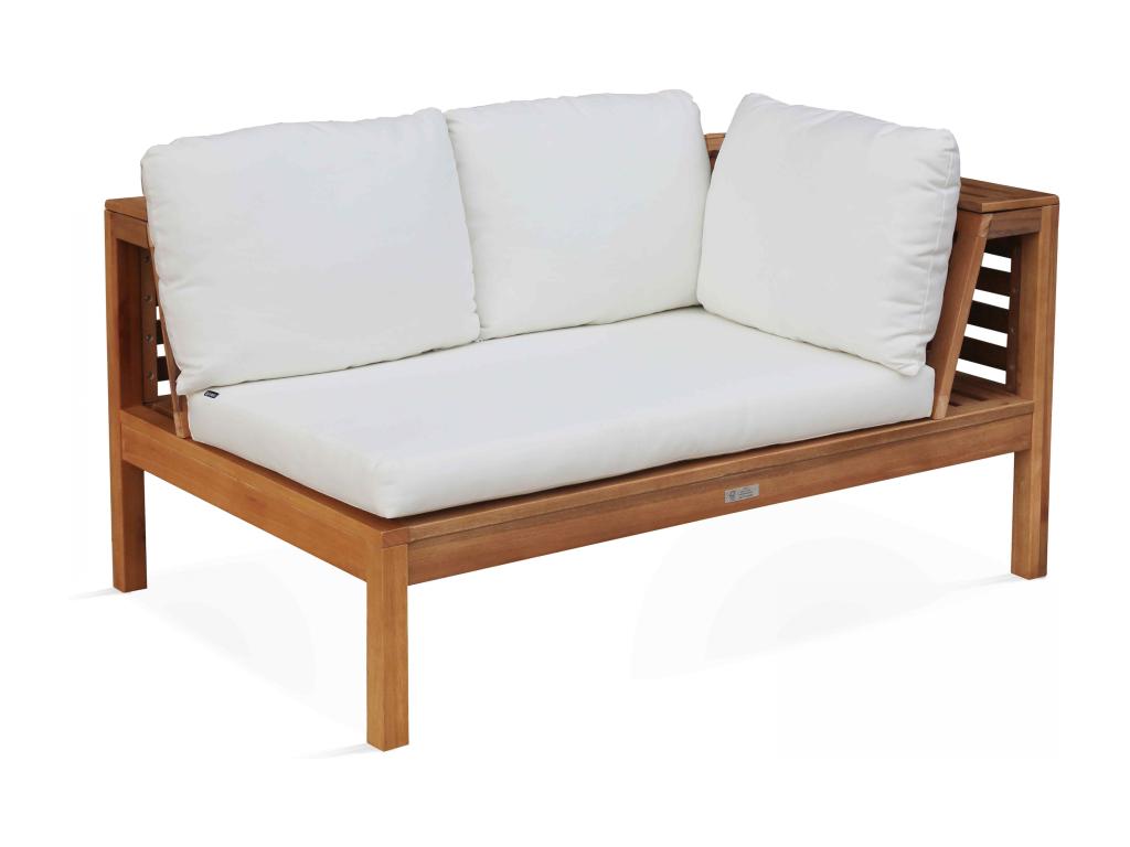 Salon de jardin bas d'angle 5 places en bois avec table écru Cosymeub PDHV88498