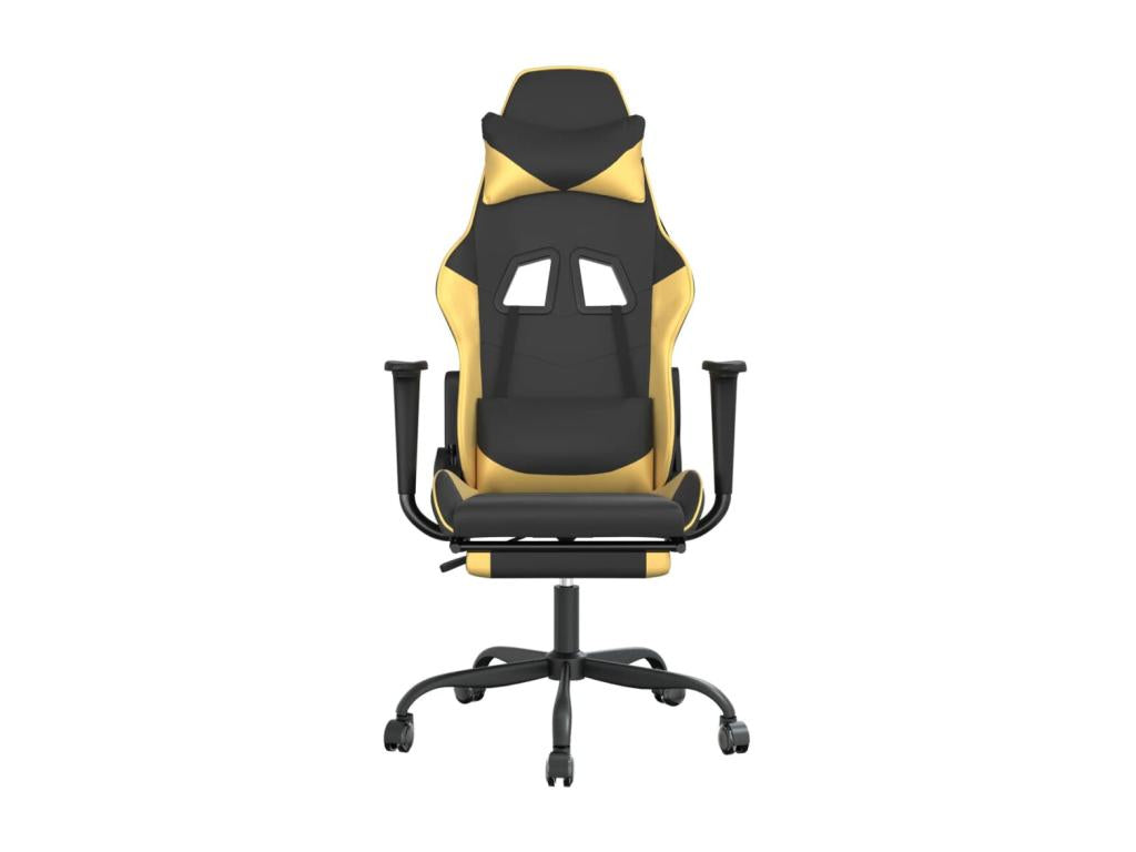 Chaise de jeu avec repos-pied Noir et doré Similicuir YPRA41721