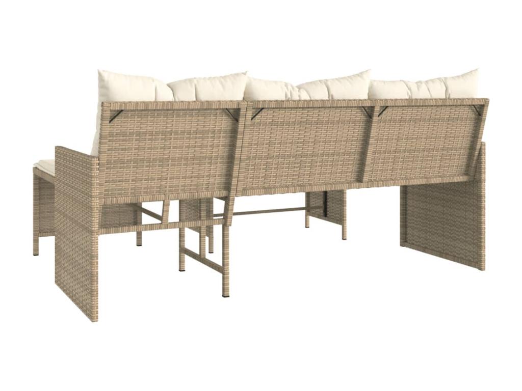 Canapé de jardin avec table et coussins en forme de L beige GGIX73905