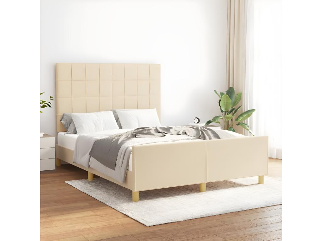 Cadre de lit sans matelas crème 140x200 cm tissu AHPS70779