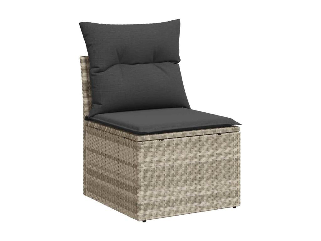 Salon de jardin 5 pcs avec coussins gris clair résine tressée XPZH80729