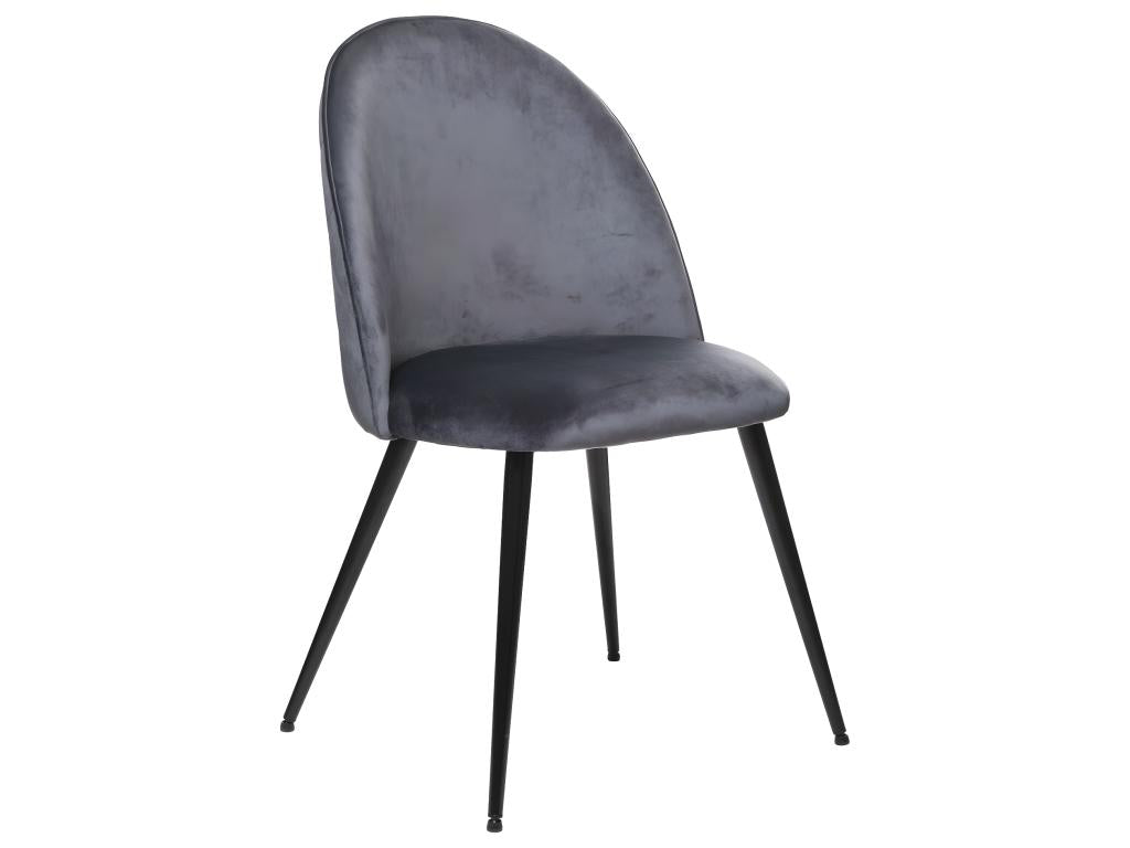 Chaise de table en Velours Gris souris et pieds en métal Noir ENJF99817