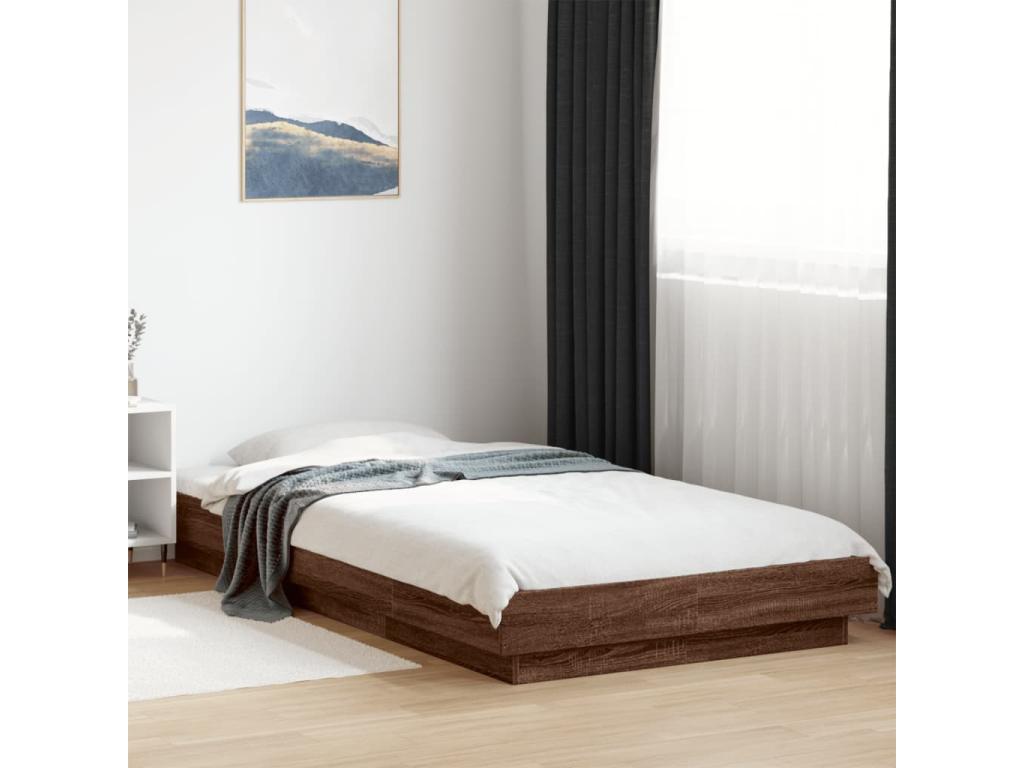 Cadre de lit avec Chezlovaères LED chêne marron 100x200 cm AYSG63214