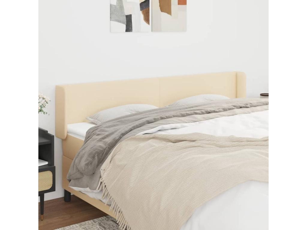 Tête de lit avec oreilles Crème 163x16x78/88 cm Tissu EYNF93508