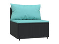 Canapé central de jardin avec coussins noir résine tressée LRBL74503