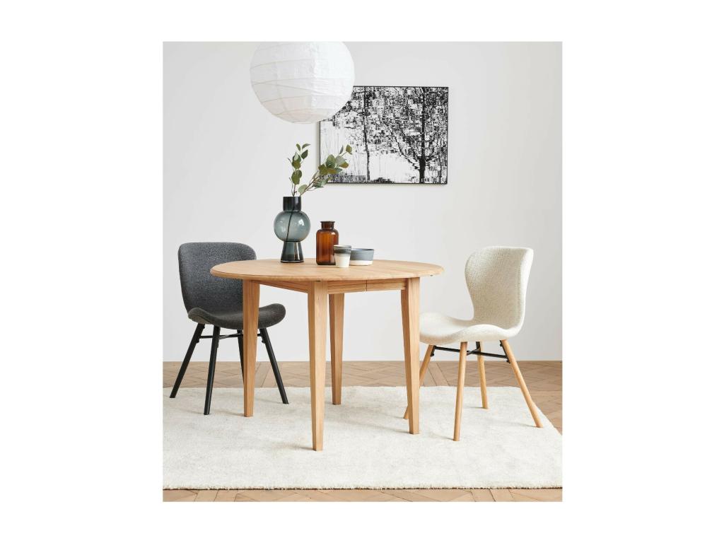 Chaises tissu bouclette gris anthracite et bois chêne lot de 2 - Artigeo PHCD19974