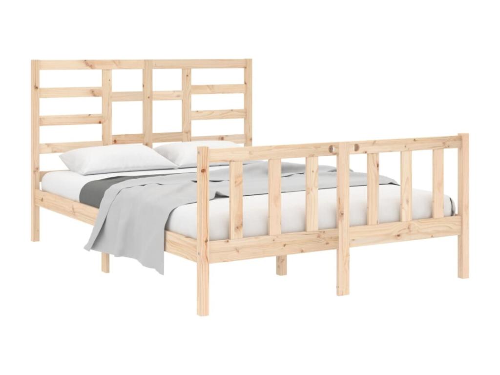 Cadre de lit sans matelas bois massif 140x190 cm QMBX07672