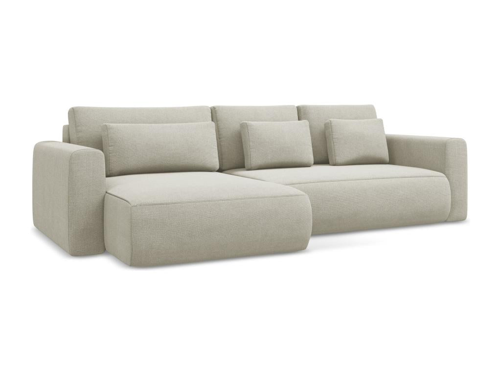 Canapé d'angle 3 places gauche convertible en tissu texturé - beige clair - Artigeo HJYM36829