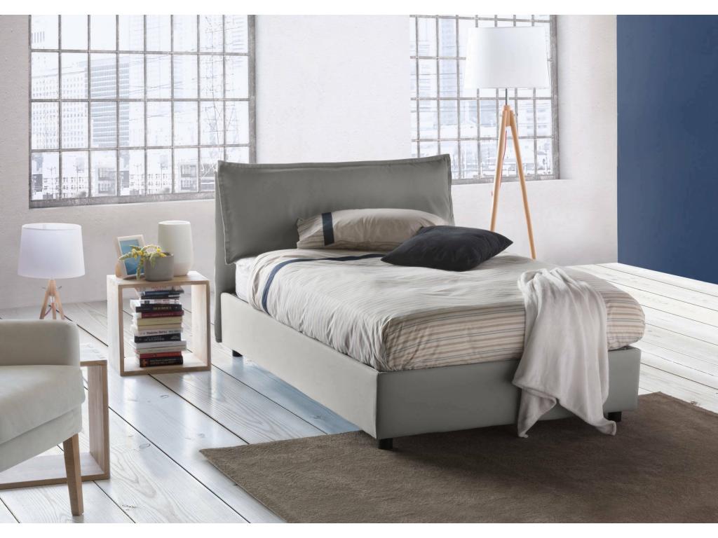 Lit double Artigeo Lit coffre avec revêtement en tissu Made in Italy Ouverture frontale adapté pour matelas 120x190 cm Gris TXGF75516