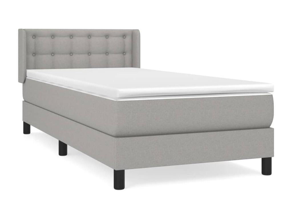 Lit à sommier tapissier avec matelas Gris clair 100x200cm Tissu NASZ15528