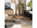 Artigeo - Table basse coque ronde 80x80cm plateau teck recyclé piétement métal noir UIYV49630