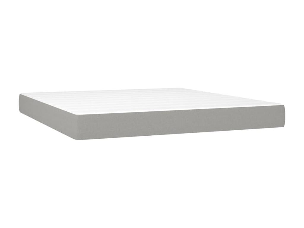 Sommier tapissier matelas et LED Gris clair 160x200 cm Tissu USTX24597