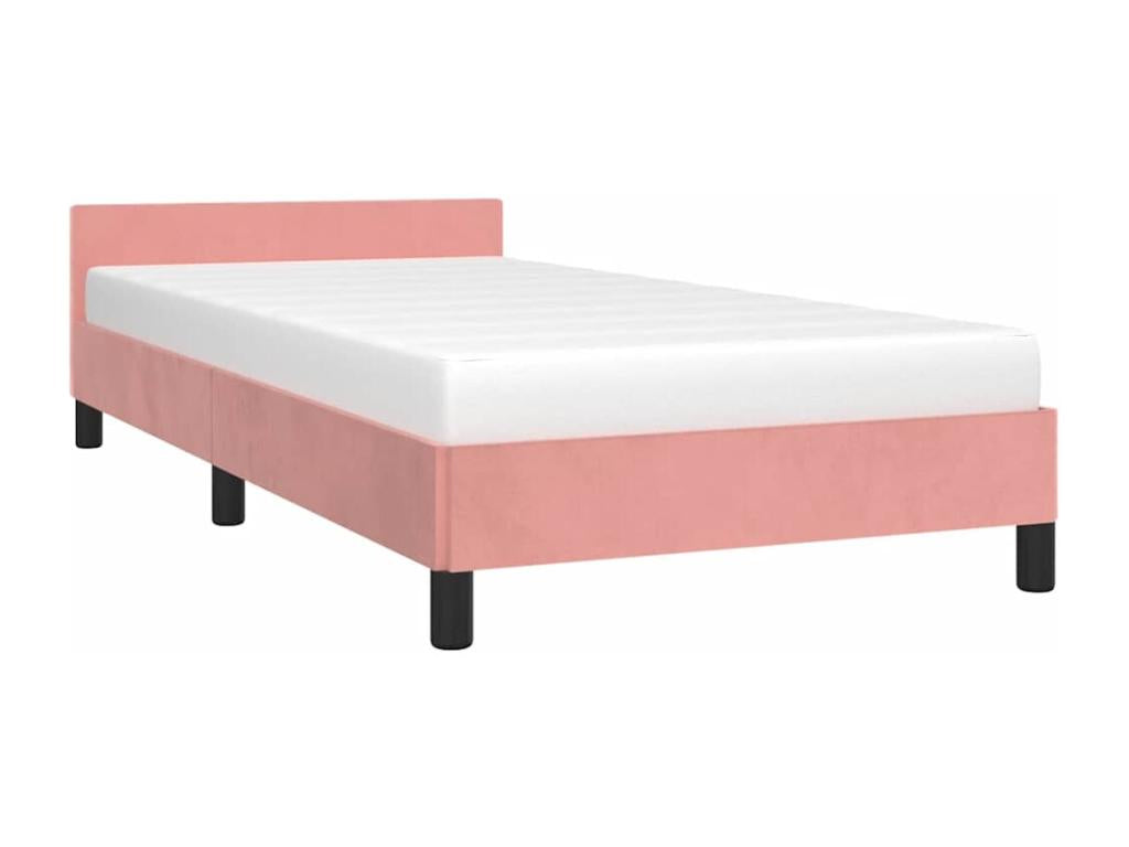 Cadre de lit et tête de lit sans matelas rose 90x200 cm velours SZBC08992