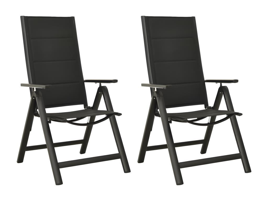 Chaises pliables de jardin lot de 2 Textilène et aluminium Noir VILM16309