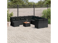 Salon de jardin 12 pcs avec coussins noir résine tressée PJPD36128