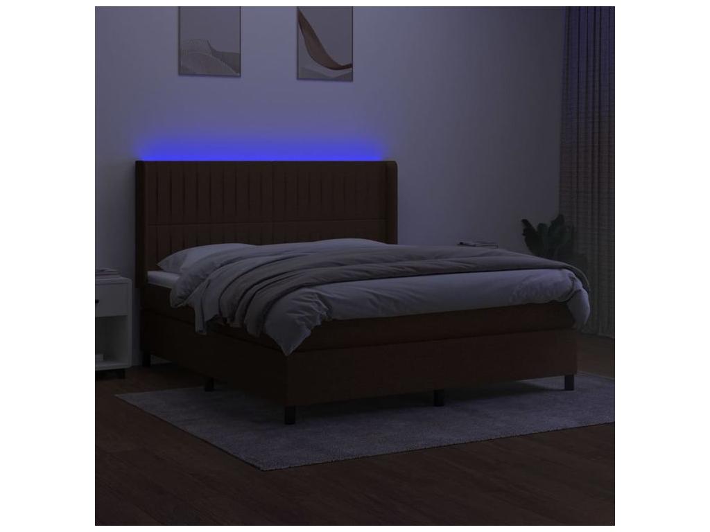Sommier à Cosymeub de lit matelas et LED Marron foncé 180x200 TYNY00090