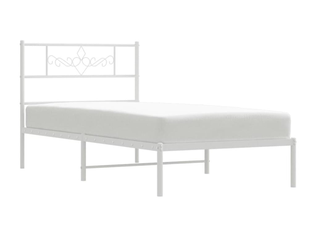 Cadre de lit métal avec tête de lit blanc 80x200 cm KQXP20083