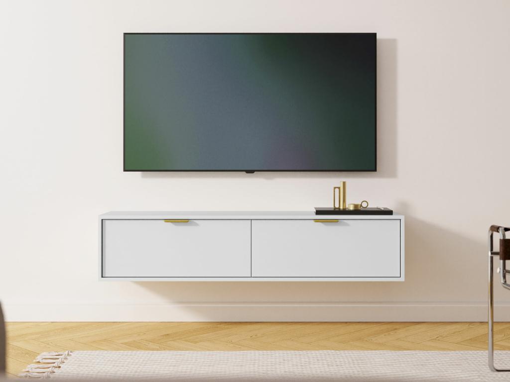 Meuble TV Cosymeub 100 Blanc 140x35x33cm OBQU23750
