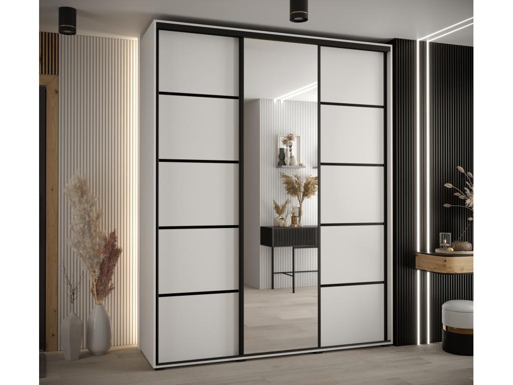 ARMOIRE Artigeo 5 À PORTES COULISSANTES 235.2/180/45 3 portes Blanc/Blanc/Noir UWBB89117