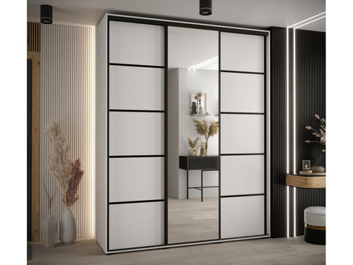 ARMOIRE Artigeo 5 À PORTES COULISSANTES 235.2/180/45 3 portes Blanc/Blanc/Noir UWBB89117