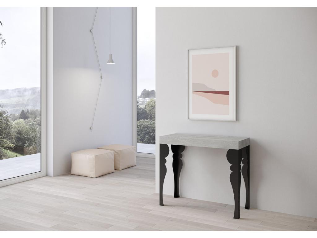 Console extensible 90x40/196 cm Paxon Small Gris Béton cadre Anthracite NTLC81877