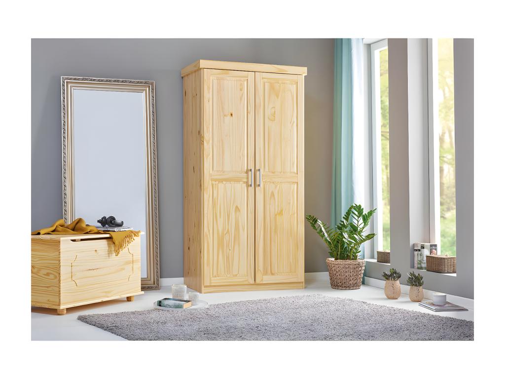 Artigeo - Armoire 2 Portes Bois Massif Naturel JEBR50491