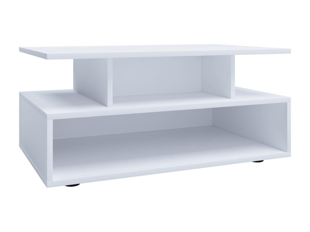 Cosymeub bois Table basse haute Table de salon Table d'appoint Table de rangement Esila Blanc VKFY10419