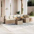 Salon de jardin avec coussins 7 pcs beige résine tressée WQLS92890