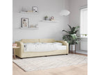 Lit de jour avec matelas crème 90x200 cm tissu XOBK99089