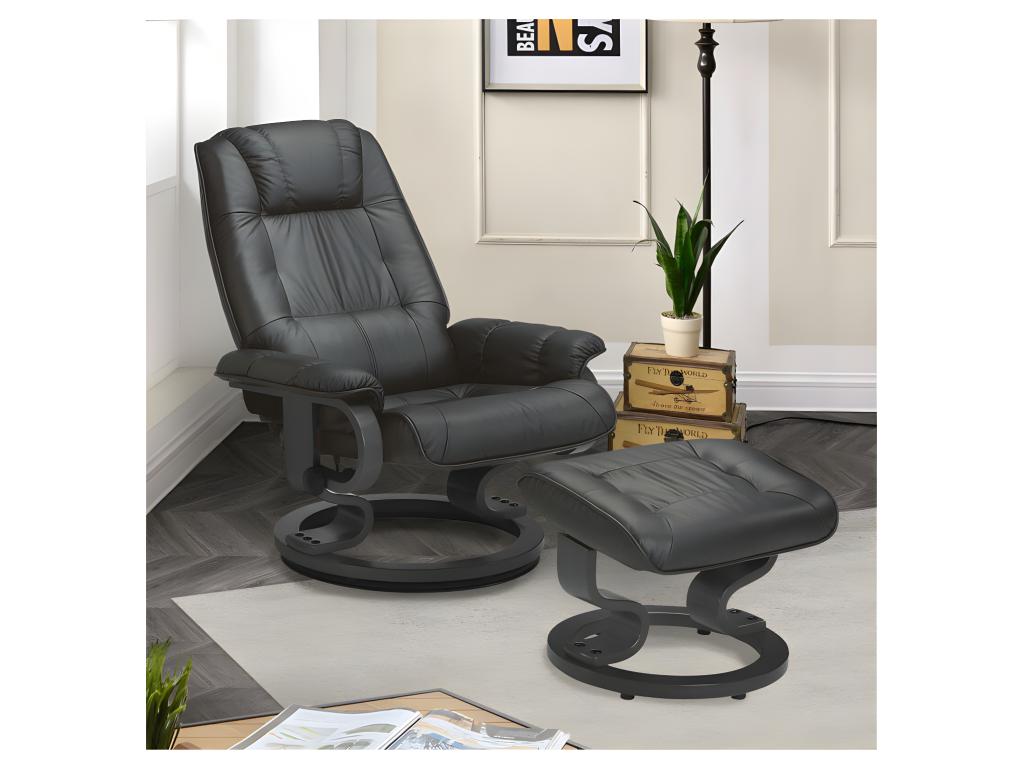 Fauteuil de détente Cuir Noir - Artigeo n 1 LOHA26143