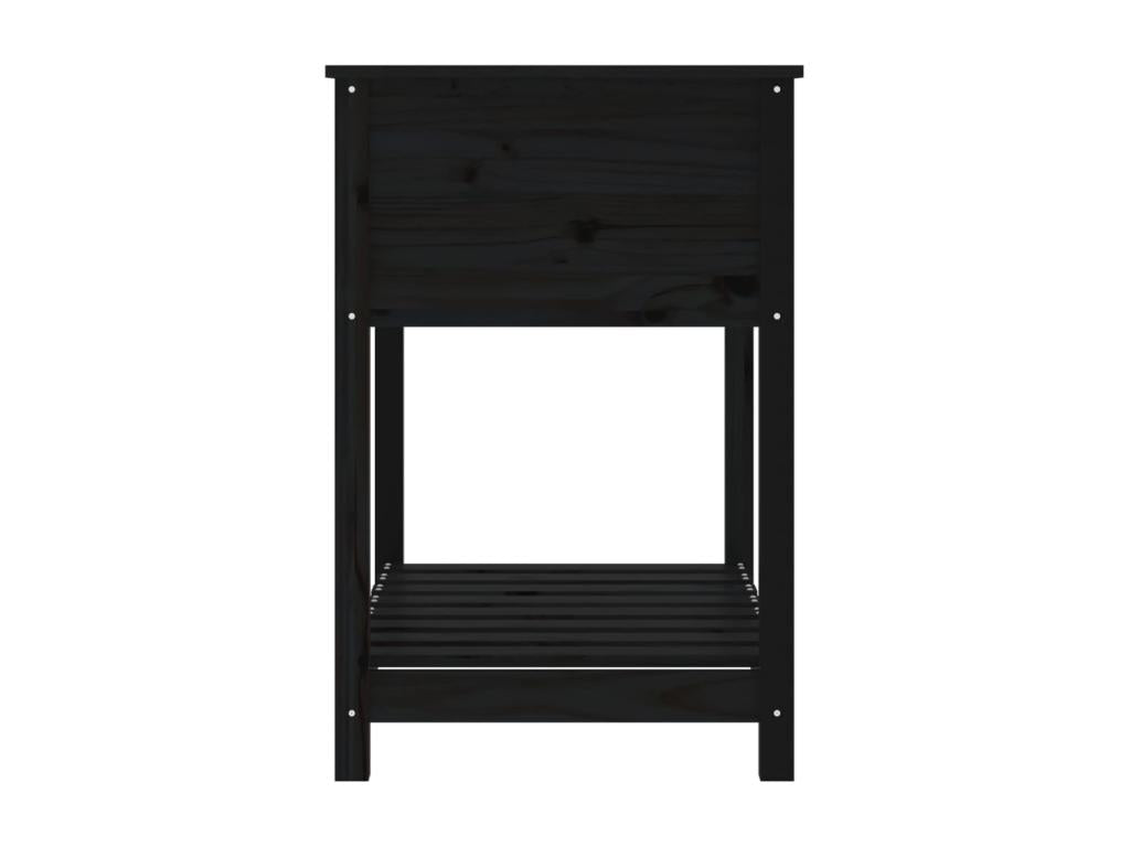 Jardinière avec étagère Noir 82.5x54x81 Bois massif de pin VPUQ73339