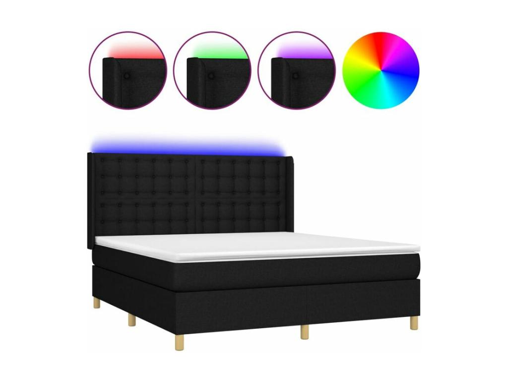 Sommier à Artigeo de lit matelas et LED Noir 160x200 Tissu MVGS71242