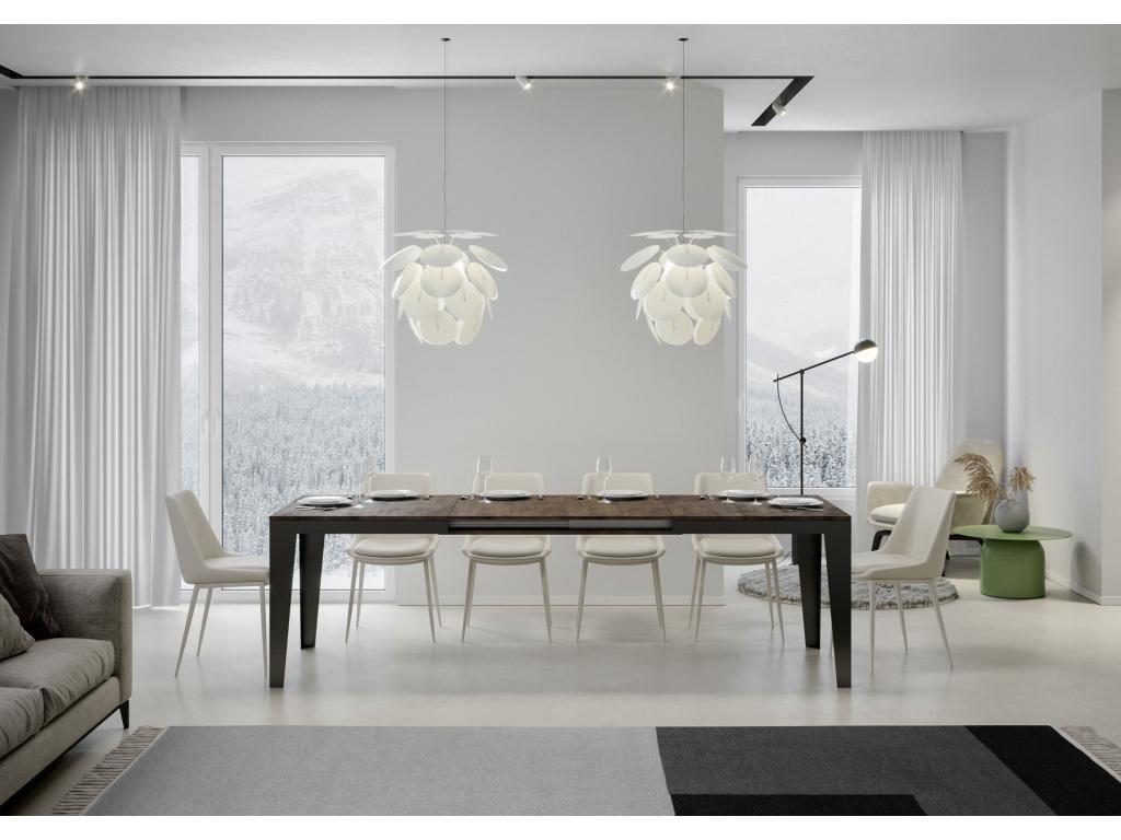Table extensible 90x180/284 cm Flame Evolution Noyer cadre Anthracite IZIK84682