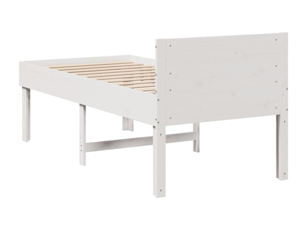 Cadre de lit sans matelas blanc 75x190 cm bois de pin massif WGEF71296