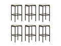 Meuble de bar de jardin 7 pièces et coussins Résine tressée Marron UDVE43561