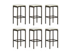 Meuble de bar de jardin 7 pièces et coussins Résine tressée Marron UDVE43561